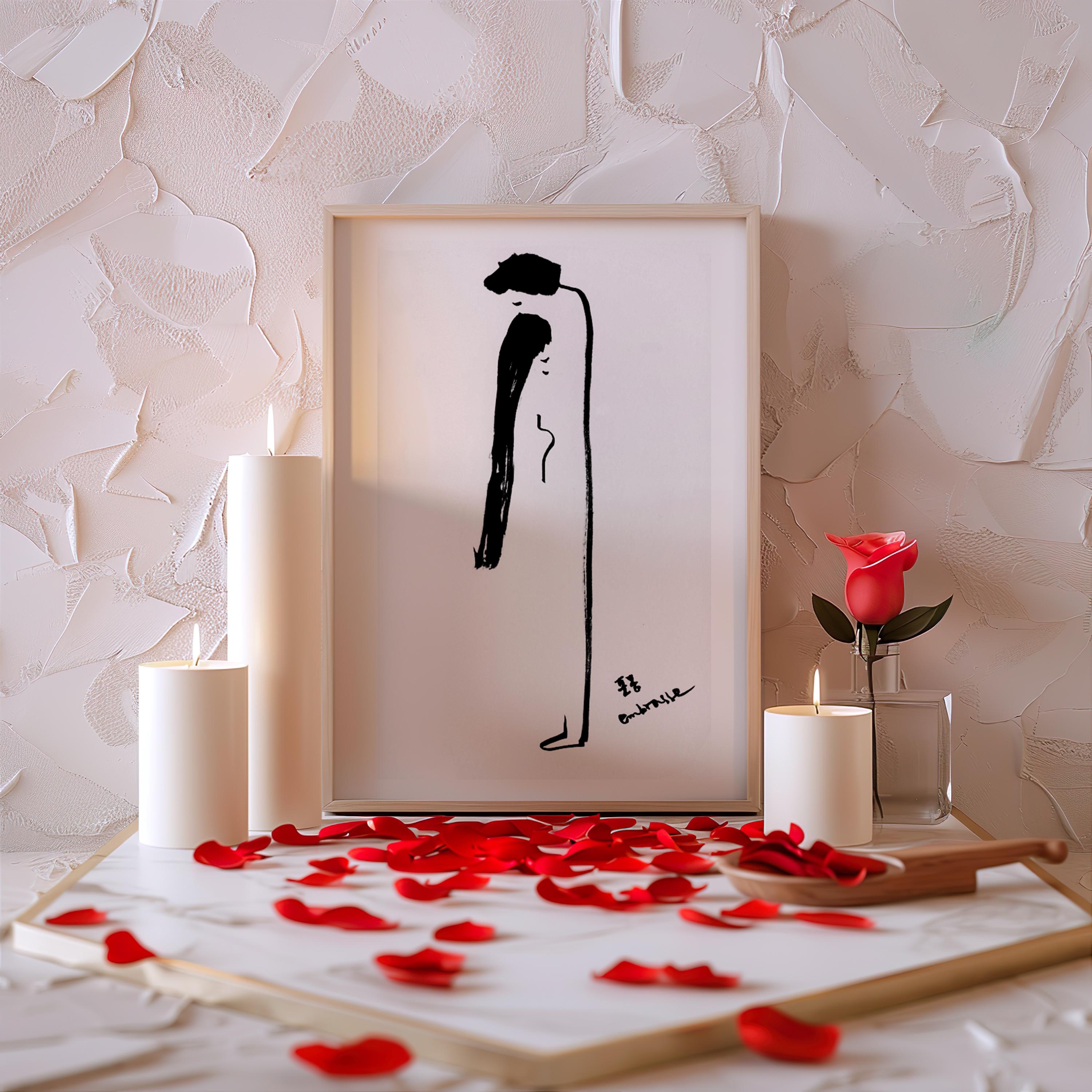 HUG / Printable Wall Art / Hand Drawing / Valentine's Day Gift