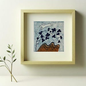 Carte / Gravure originale fait à la main / Porte bonheur / Lapin / Pâques / Cadeau pour famille / Œuvre d’Art  / L’année du Lapin / Hope