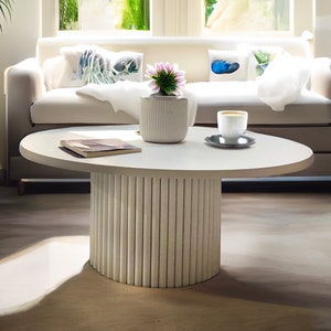 Round coffee table round fluted table black or white round coffee table White round coffee table coffee tables round Many colours image 1