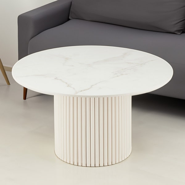 Table basse en pierre | Table basse en pierre | Table basse en pierre et bois | Table basse ronde en pierre