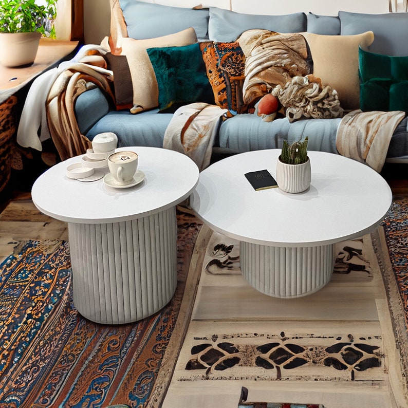 Round coffee table round fluted table black or white round coffee table White round coffee table coffee tables round Many colours image 5