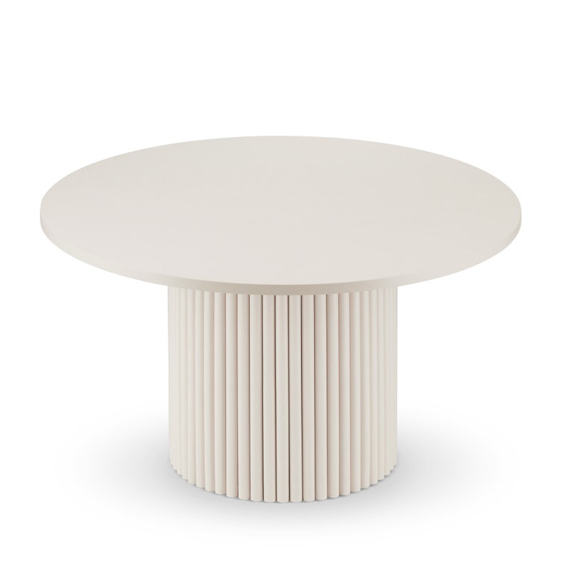 Okrągły stolik kawowy z ryflowaną nogą Czarny lub biały okrągły stolik kawowy Okrągłe stoliki kawowe Wiele kolorów zdjęcie 8