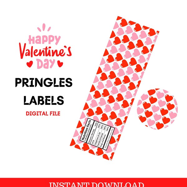 Pringles Template, 1.3 oz Pringles San Valentine, Valentine Labels, Pringles Wrapper, Love Labels, Digital File, Valentine Day Gift