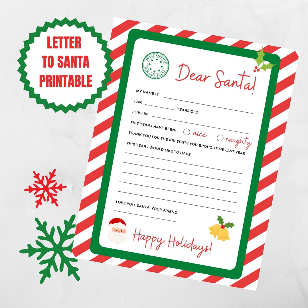 Letter To Santa Dear Santa Wish List Digital File Christmas letter-to-santa-dear-santa-wish-list-digital-file-christmas
