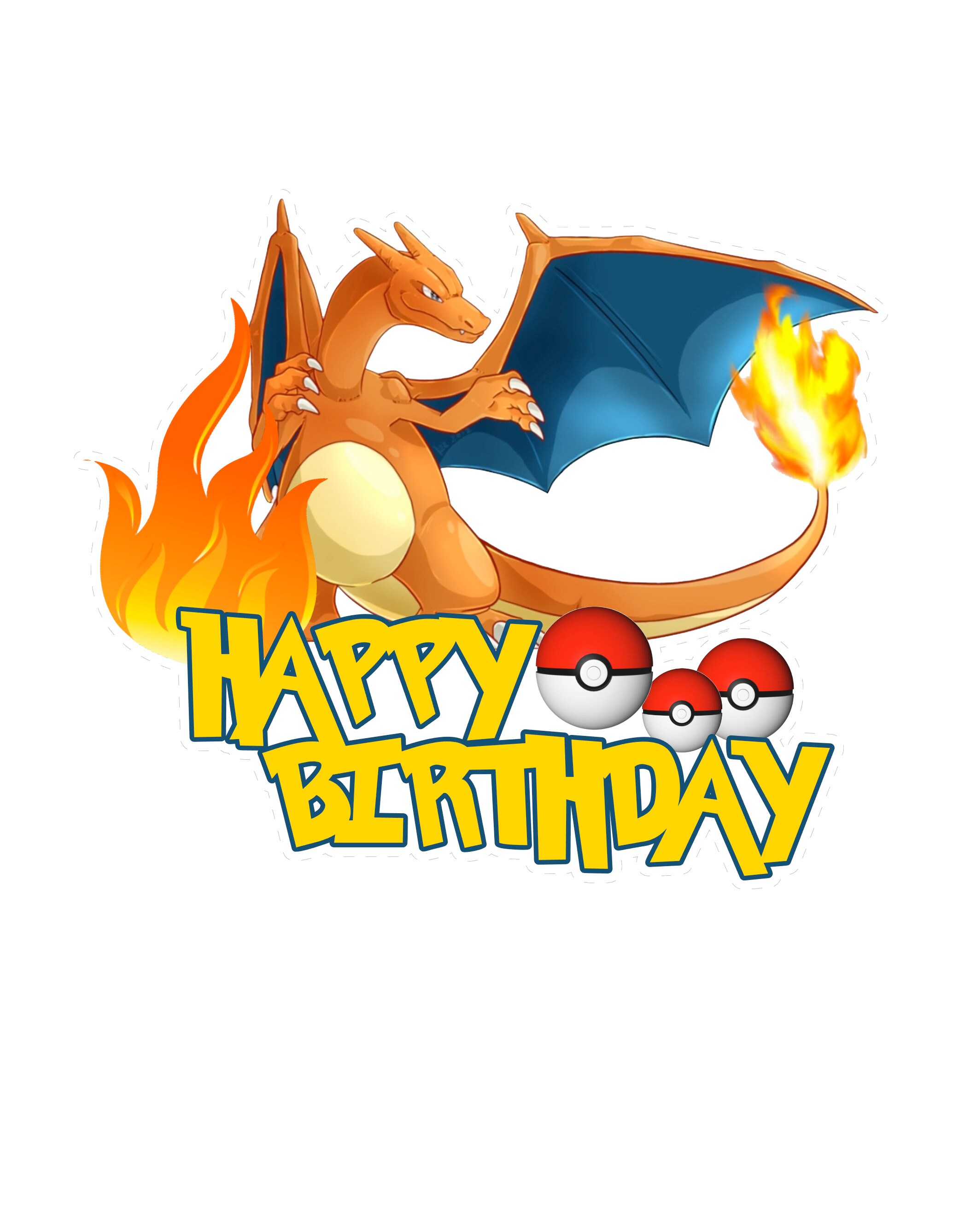 Charizard Cake Topper Charizard Digital File Pokemon Theme Etsy