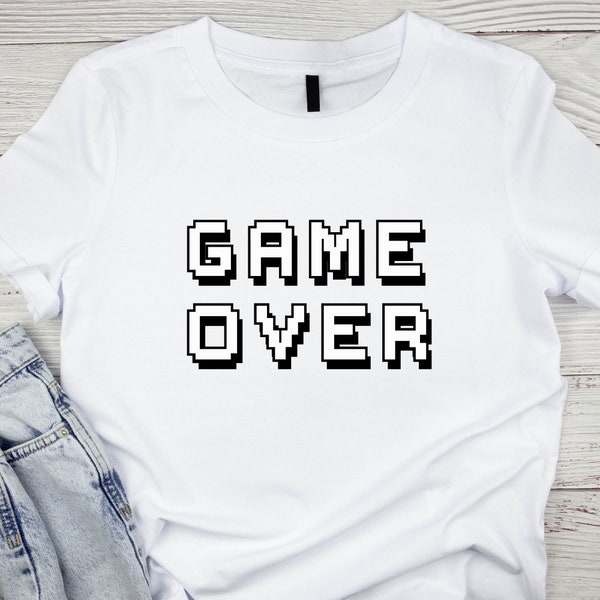 Game over Digital File, Game Over Svg, Gamer Gift, Retro shirt, Video Games, Vintage letter, Arcade Png, Game Clipart