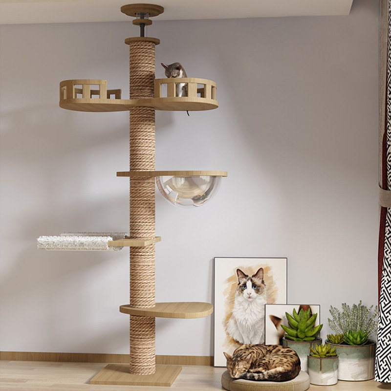 Solid Wood Column Cat Climbing Frame Toyfloor to Ceiling Cat Etsy