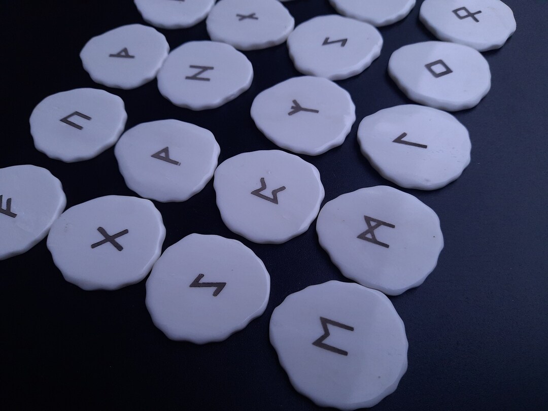 Handcrafted Runic Set: 24 Bone Runestones for Divination and Magic ...