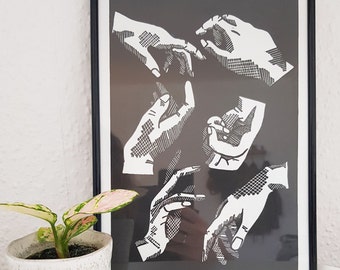 Original Linoprint | Hands | "Gestures"