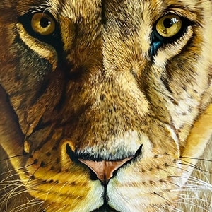 Acrylic painting original lion face realistic wall art on canvas