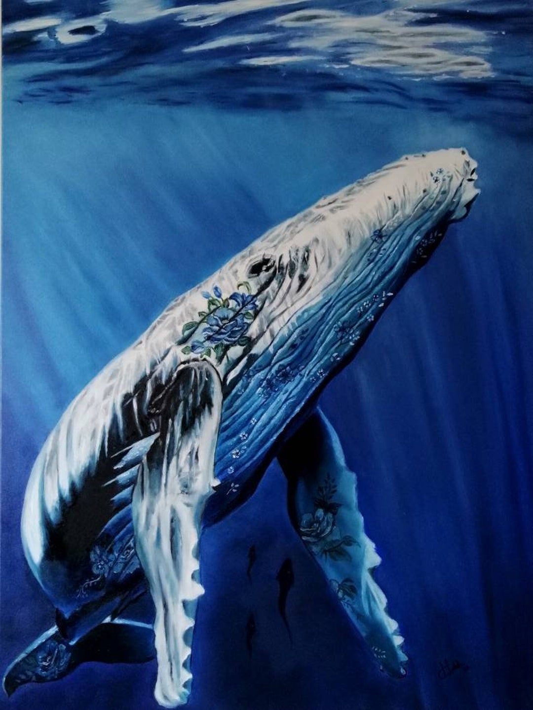 Original Oil Painting Humpback Whale on Canvas - Etsy