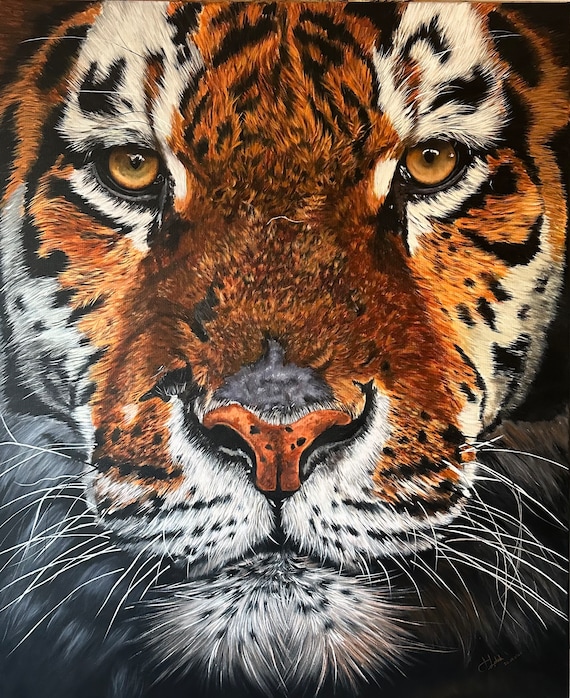 Oil Painting and Acrylic Painting on Canvas Original Tiger Face