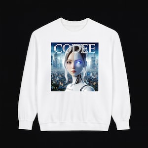 Sudadera retro de chica robot / Regalo STEM para chica codificadora / Tecnología de ciencia ficción unisex con cuello redondo