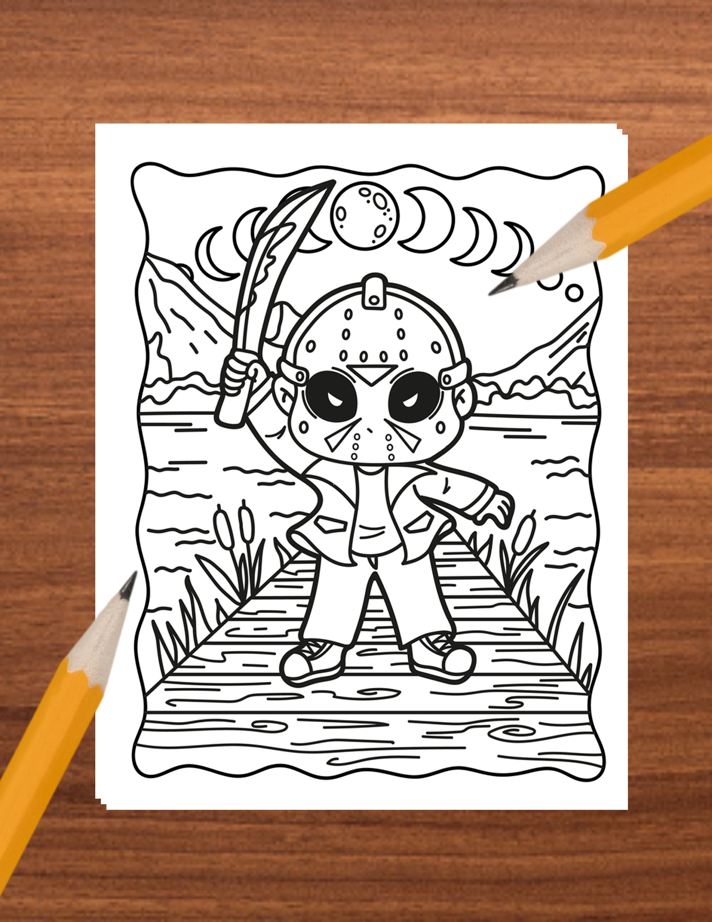 Friday the 13th Coloring Page Horror Coloring Page Spooky | Etsy