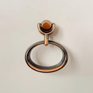 Antique Brass Copper Drop Ring Pulls - Farmhouse Cabinet Hardware Knobs
