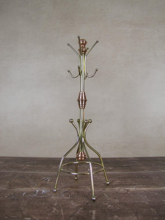Vintage 1970s Brass Jewelry Stand - Miniature Dollhouse Coat Rack