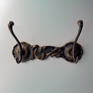 Vintage Solid Bronze Brass Coat Rack, Antique Wall Hooks - Hardware Included