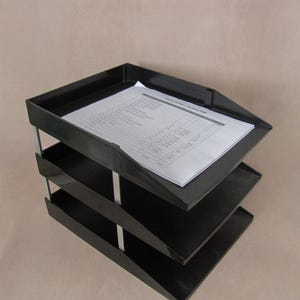 Vintage Starmark Modell 9503 Schreibtisch Organizer - Schwarze 3-Tier Briefablage - Retro Büro Papierhalter