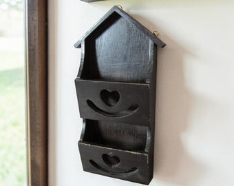 Vintage Wooden Letter/Mail Holder - Wood House Farmhouse Entryway Decor