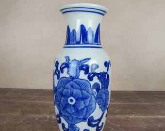 Vintage Ceramic  Blue and White Vase