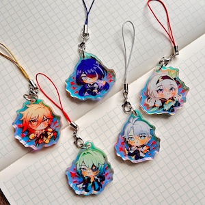 Mydei Phainon & Anaxa Phone Charms - Honkai Star Rail holographic keychain 1.5” phaidei HSR