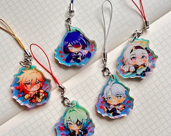 Mydei Phainon & Anaxa Phone Charms - Llavero holográfico Honkai Star Rail 1.5" phaidei HSR