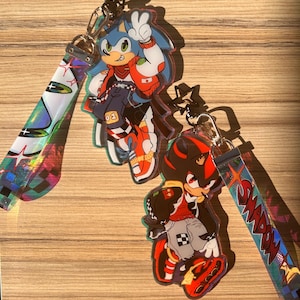 Sonic And Shadow 5&quot; Bag Charms / Shrine Charm - sleutelhanger voor itabag fashion keyring schoudertasje de egel sonadow holografische regenboog holo