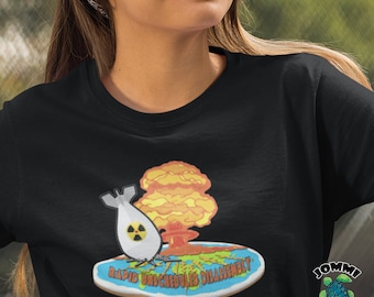 Camiseta Desmontagem Rápida Não Programada: Humor da Bomba Atômica