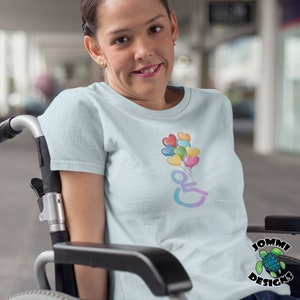 Wheelchair Heart Balloons tee, gift for wheelchair user tee, accessible & barrier-free tee, disability tee, handicapped and adaptability tee
