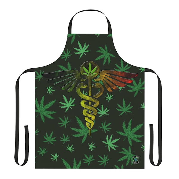 Fun Aprons, humor Aprons, foodie Aprons, BBQ Aprons, outside grill apron, chef aprons, cook aprons, medical marijuana, Rasta Meds Apron