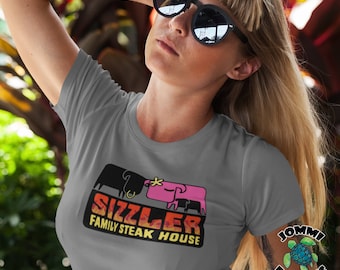 Sizzler Steak house Vintage tee, vintage restaurant logo tee , retro restaurant tee, vintage steak house tee, meat lover tee, fun foodie tee
