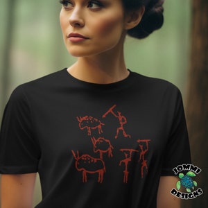 Cave Painting Art T-Shirt: Custom Tribal Graphic Tee