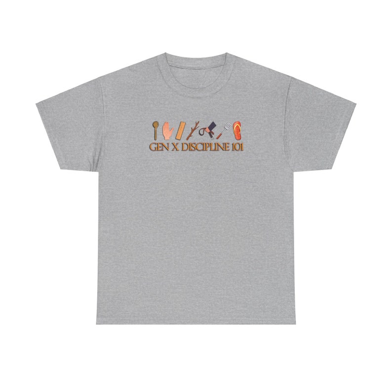 May include: Gray t-shirt with a graphic of various tools and the text "GEN X DISCIPLINE 101".
