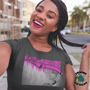 Rain Flower Original art t shirt, Purple Umbrella custom digital art tee, rain graphic art tee, unique artist gift tee, women streetwear tee