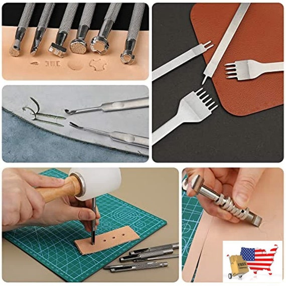 Leather Working Tools Leather Craft Kits Leather Sewing Tools With Storage  Bag DIY Stitching Cutting and Sewing 