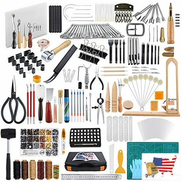 Leathercraft tool working kit 509 pieces with an instructions leather working supplies with leather craft