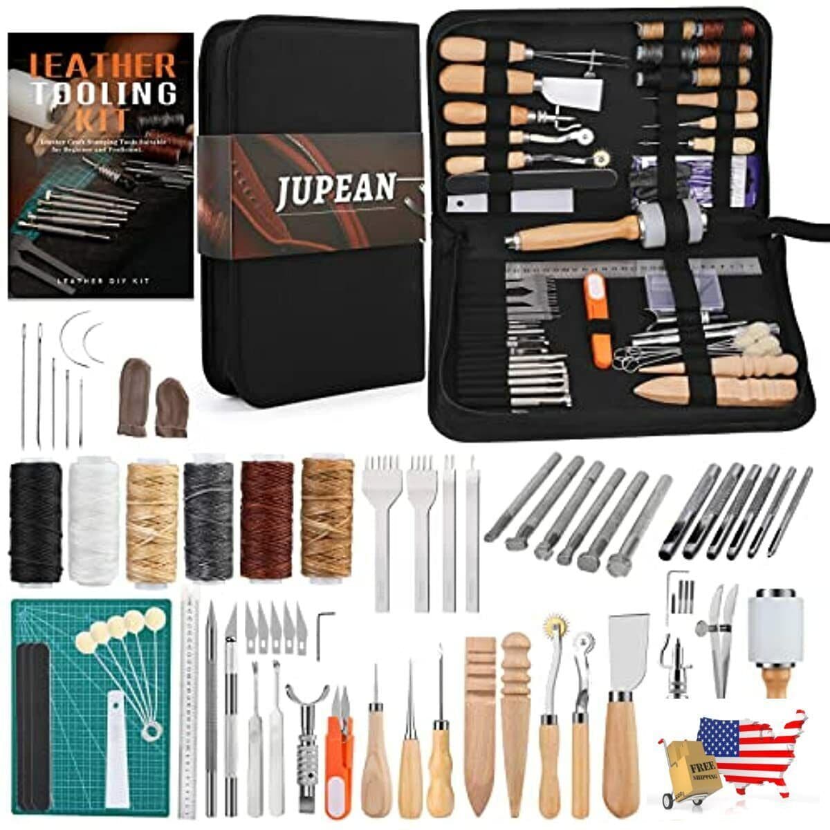  Professional Leather Working Craft Kit, DIY Making High Carbon  Steel Wooden Handles 16 Models 28PCS Leather Crafting Supplies for  Leathercraft Adults Gifts