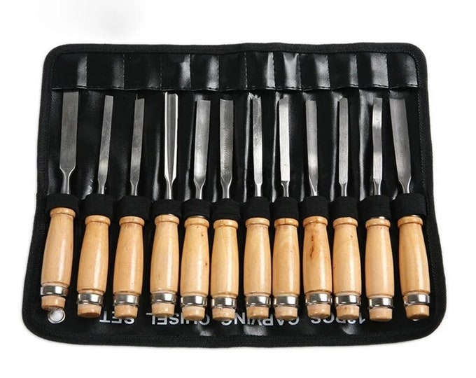 Wood Carving Hand Chisel Tool Set 12 Pcs Woodworking Professional ...