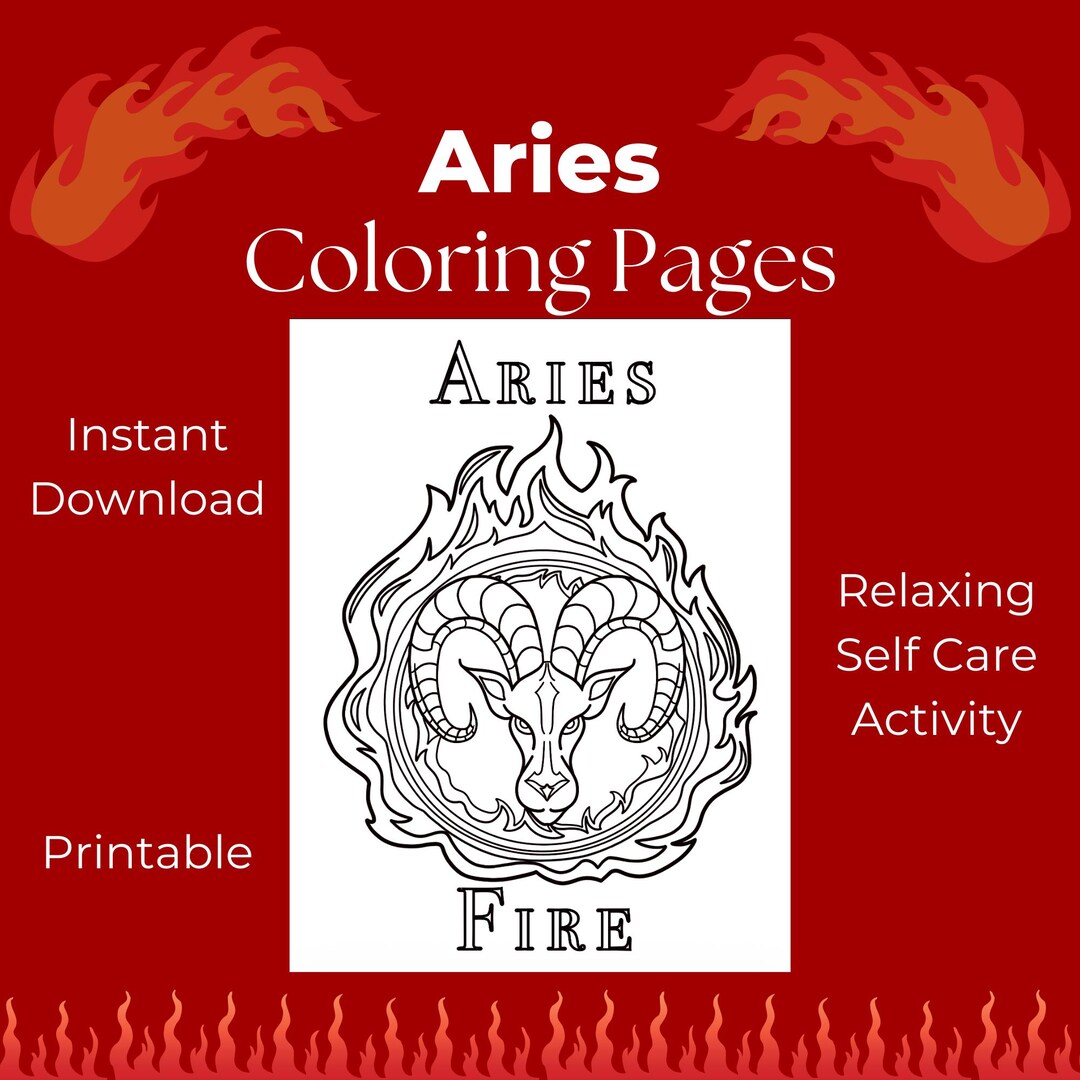 Aries Coloring Pages Printable for Adults, Zodiac Coloring Pages, Aries ...