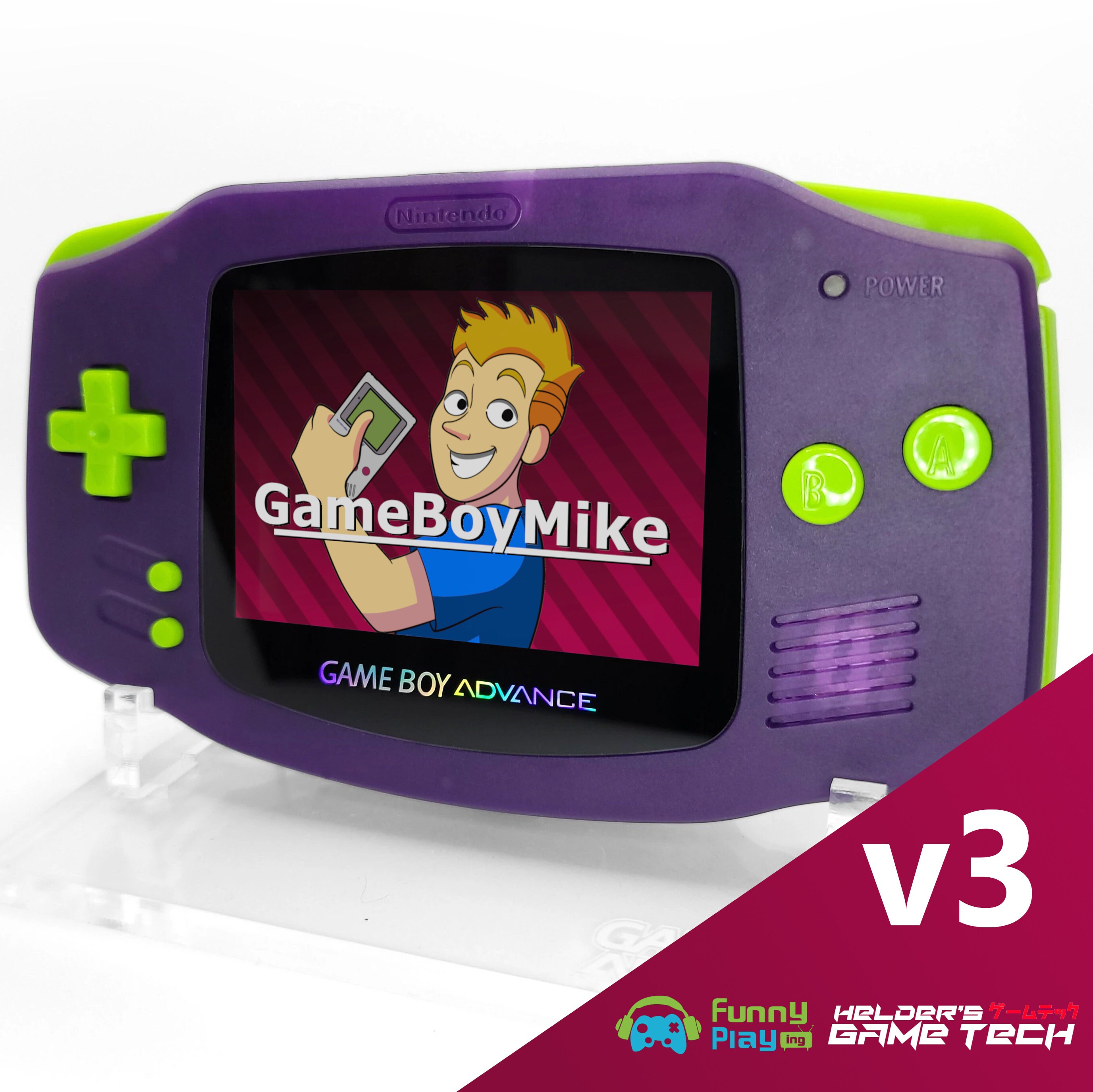 Nintendo Gameboy Advance Modded Console, Translucent Purple Edition. IPS  V3, USB C, Audio Enhanced Pro Build To Order W/ Custom Buttons