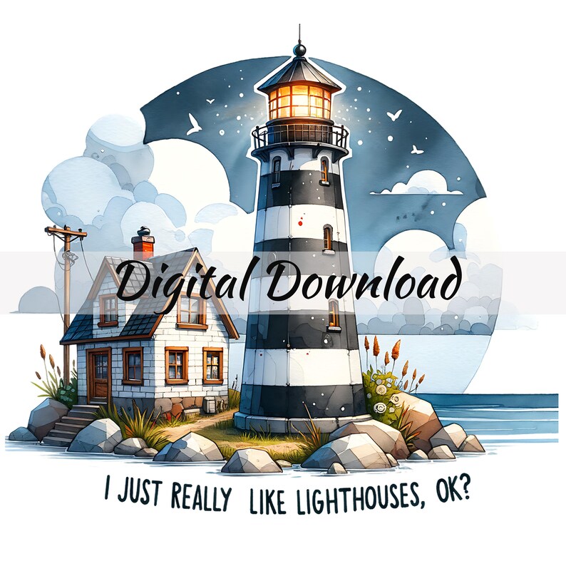 Printable Lighthouse Digital Art Instant Download Coastal Wall Decor - Etsy