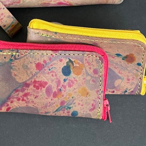 Bolso pequeño teñido a mano con cremallera, billetera, billetera de bolsillo trasero