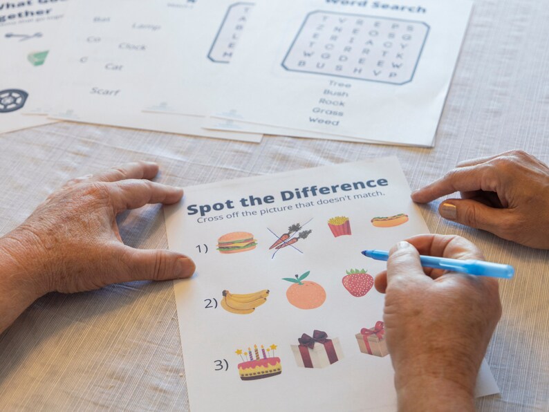 Printable Senior Games INSTANT DOWNLOAD Memory Care Printable