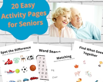 Printable Senior Games | INSTANT DOWNLOAD | Memory Care | Printable Activities for Dementia Patients | Dementia and Alzheimers Worksheets