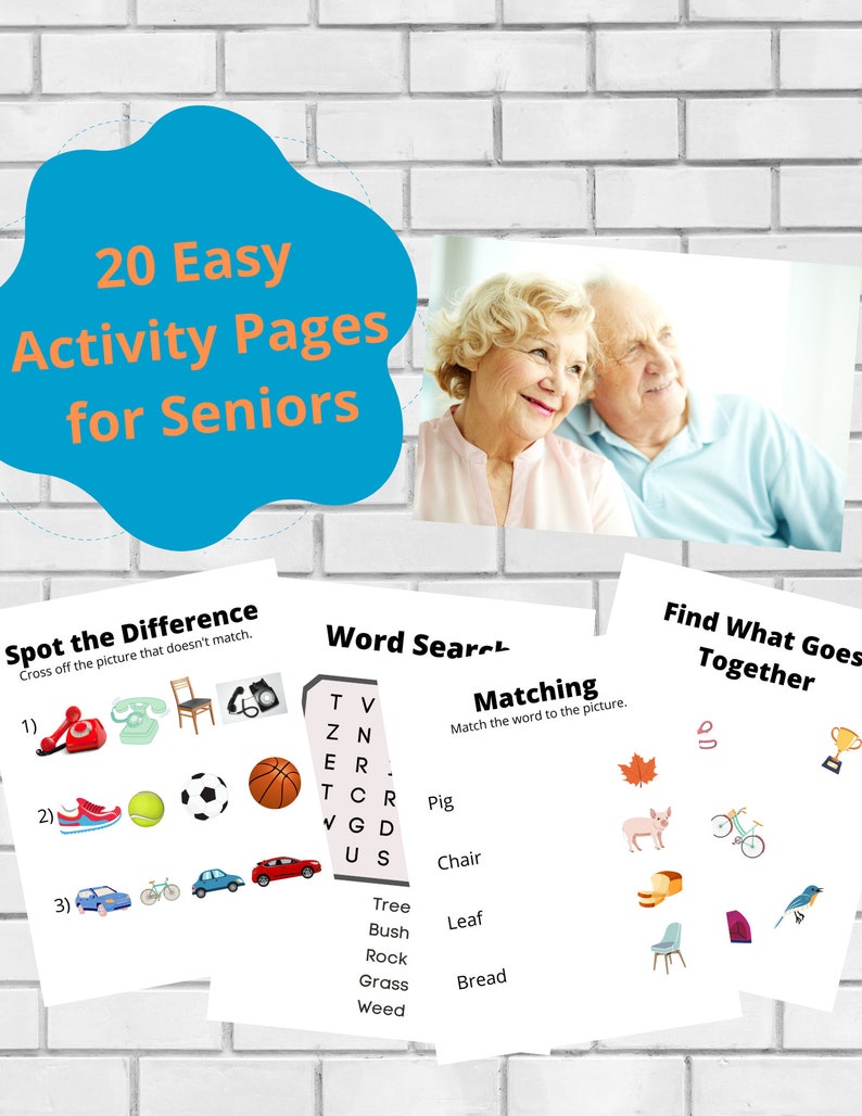 Printable Senior Games INSTANT DOWNLOAD Memory Care Printable Activities for Dementia Patients ...