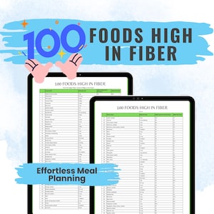 List of High Fiber Foods Poster Chart Healthy Food List Gut Health Balanced Mediterranean Diet Nutritional Guide Clean Eating Printable PDF