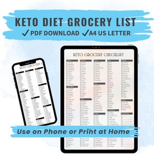 Keto Diet Food List PDF Low Carb Grocery List Printable for Beginners High Fat Shopping Checklist Diabetes Weight Loss Digital Download