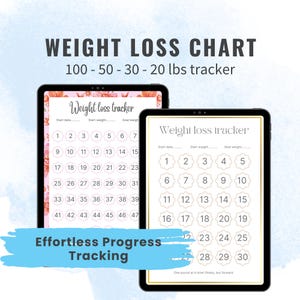 Gráfico de seguimiento de pérdida de peso de 100 libras y 50 libras Libras perdidas Tamaño A4 Carta de EE. UU. Imprimible Motivación Mi planificador de viaje de pérdida de peso Descarga digital PDF