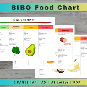 SIBO food list, Sibo Diet, Sibo Food Chart, Fodmap Chart, Low Fodmap Diet, SIBO Foods to Avoid, Gut Health Diet Printable PDF