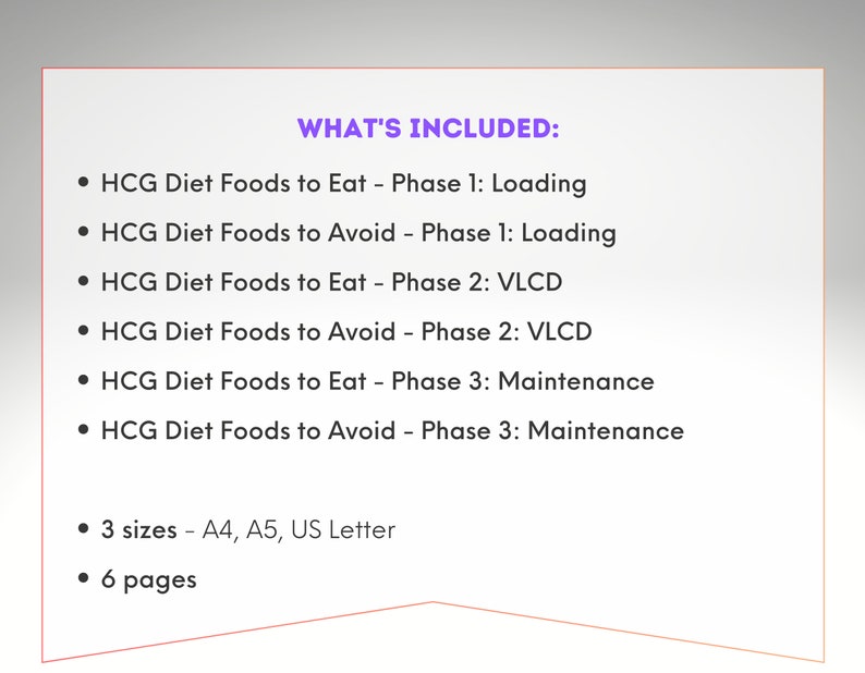 HCG Diet Food List PDF, HCG Weight Loss, Printable Hcg Diet Grocery ...